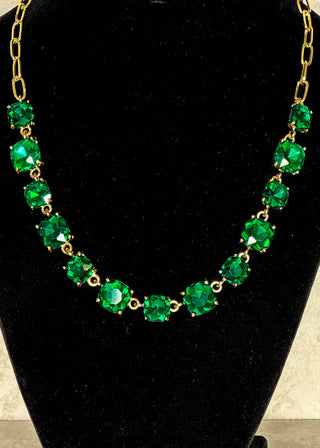 close up of Green and Gold Gemstone Necklace