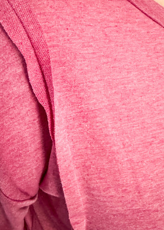Round neck oversized loose fit long sleeve with band cut edge detail with slits. 