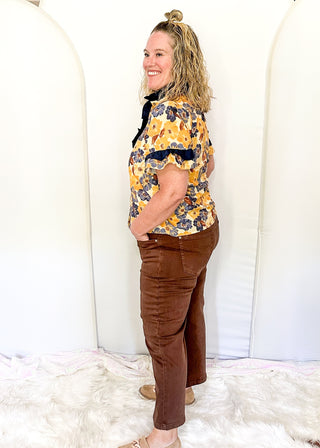 Judy Blue Wide Leg Crop - Maple