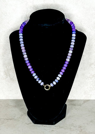 Lavender Love Beaded Necklace with gold clasp