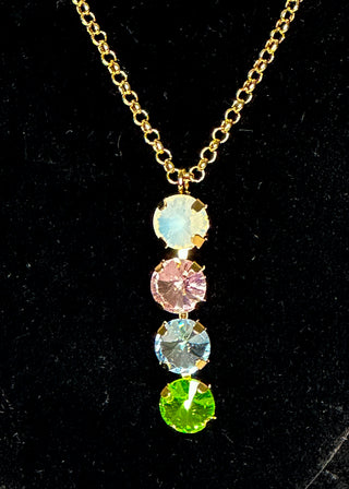 close up of gemstone necklace