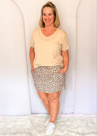 leopard print skort with built in shorts
