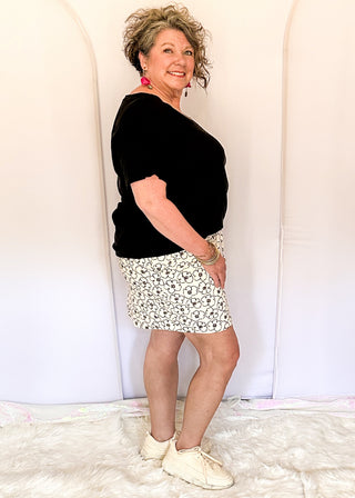 Black Floral Skort with built in pockets