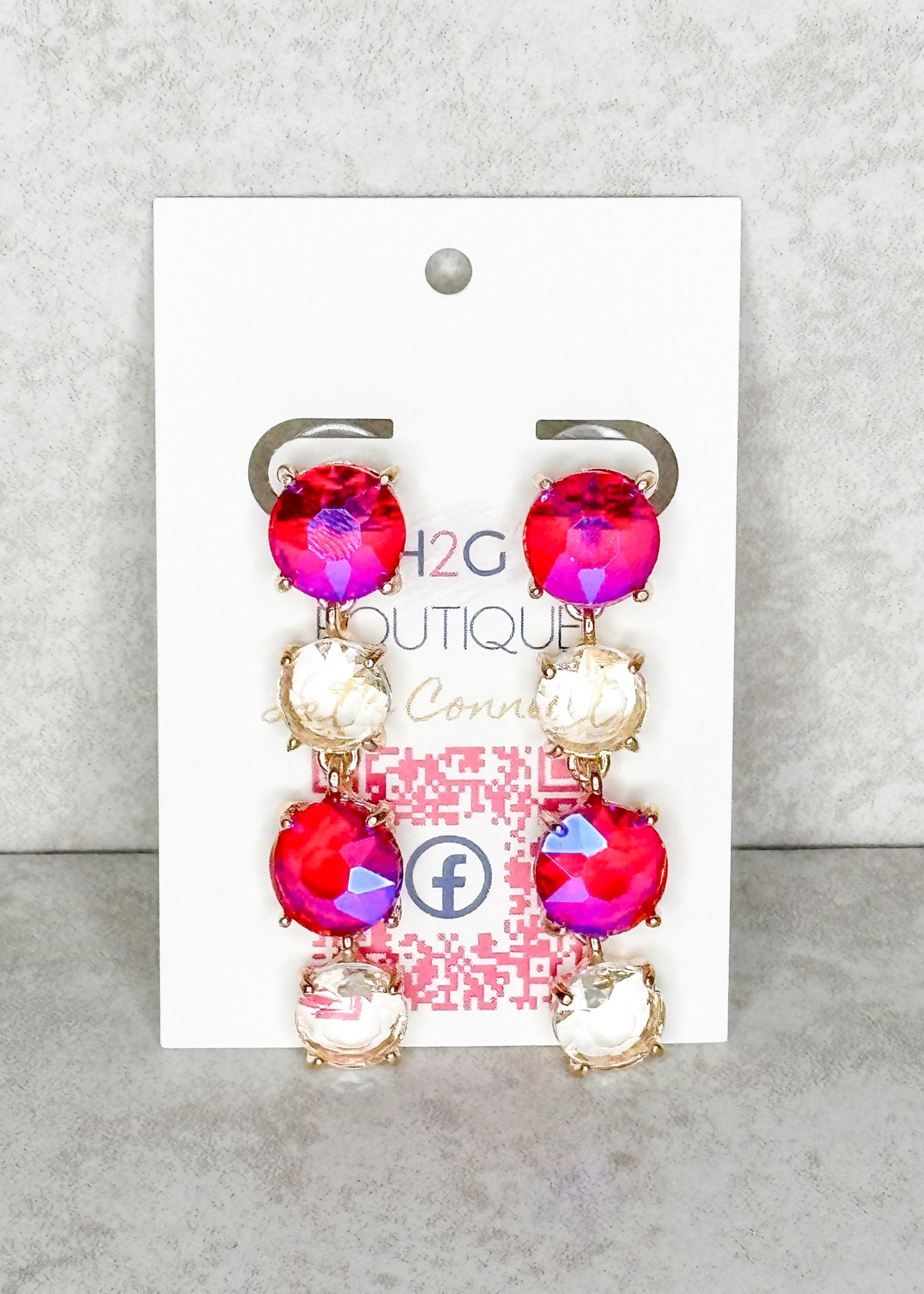 Pink Rhinestone Party Earrings