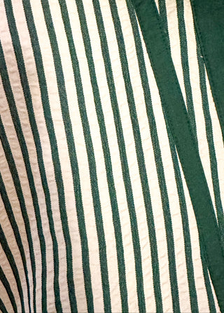 Close up of striped Dolman top in Hunter Green