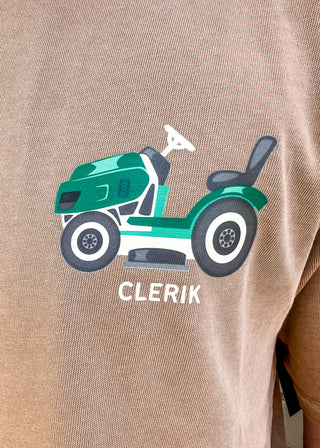 Men's heavyweight tan tee with "Defund the HOA" and street map printed on the back.  Short sleeve. 