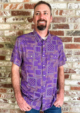 Man modeling Burlebo western polo 