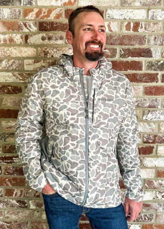Man modeling Burlebo camo jacket