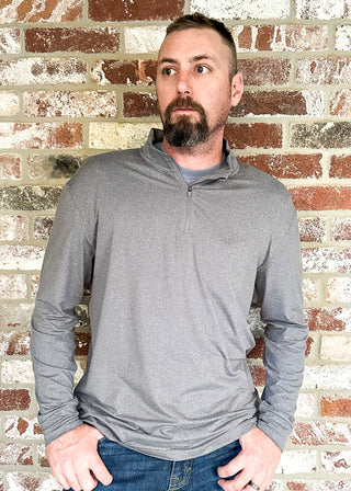 Men's Performance Quarter Zip in Dark Heather Gray