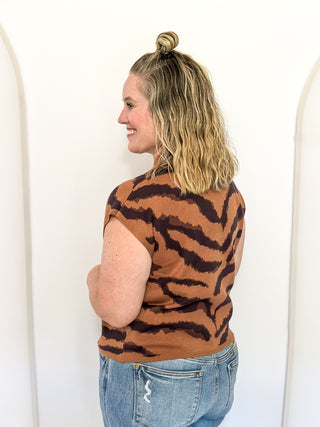 Tiger Striped Sweater - Camel