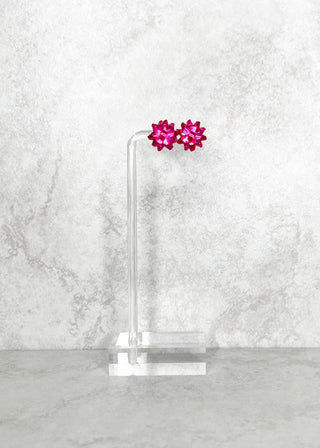 Magenta Bow Post Back Earrings