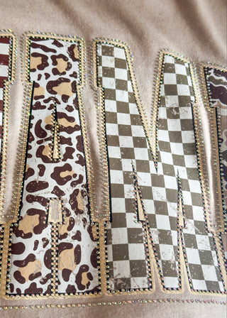 Close up of Mama Rhinestone Graphic Tee 