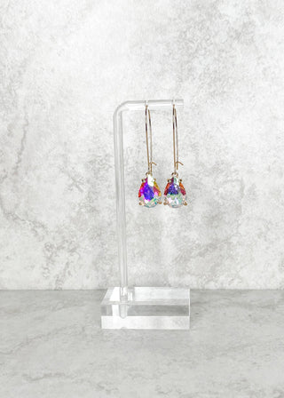 Gold Teardrop Dangle Earrings - Iridescent
