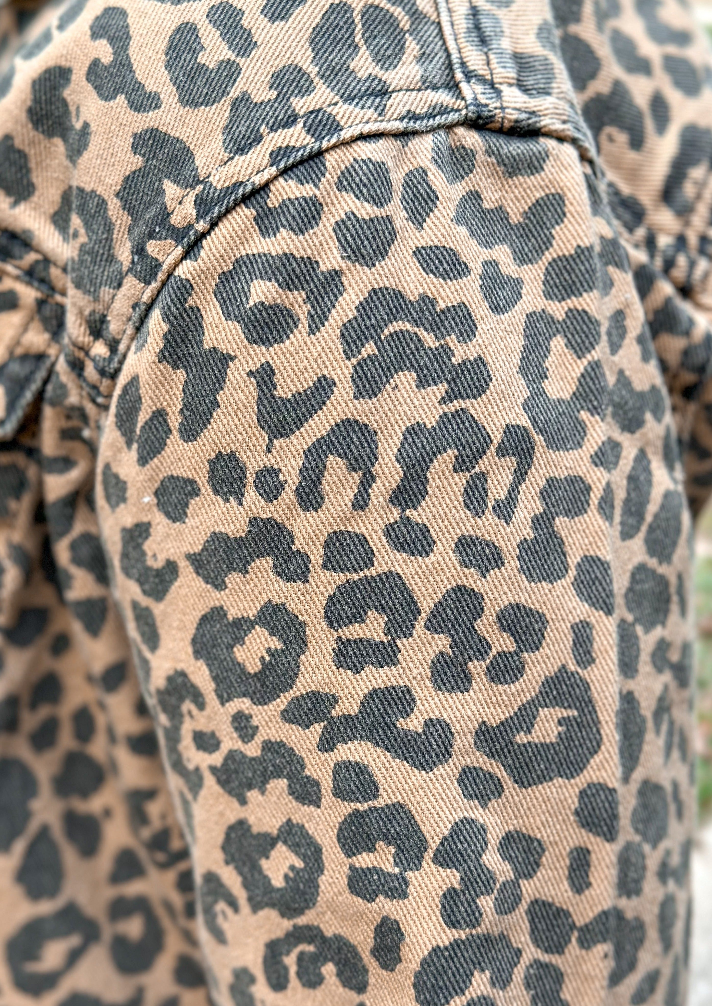 Leopard Cropped Denim Jacket