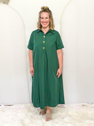 Gold Button Midi Dress
