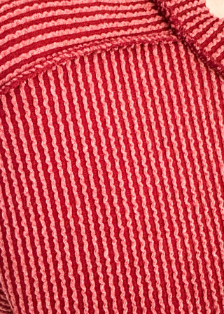 Close-up of a red textured fabric garment