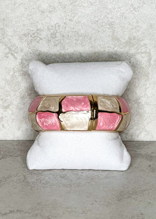 Pink and White Bangle Bracelet