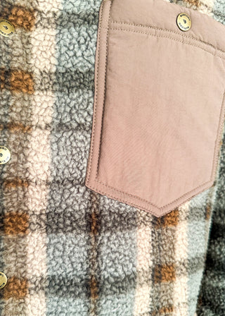 Close up of Burlebo plaid Montana jacket 