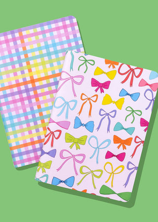 Taylor Elliott Colorful Bow and Gingham Notebook Set of 2 - lined pages