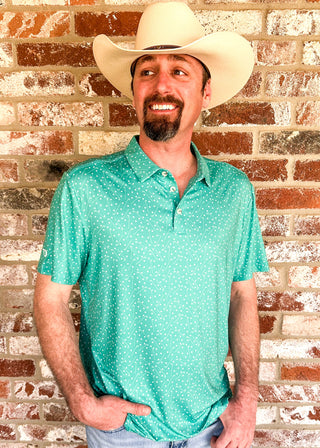 Aqua short sleeve performance polo for men.