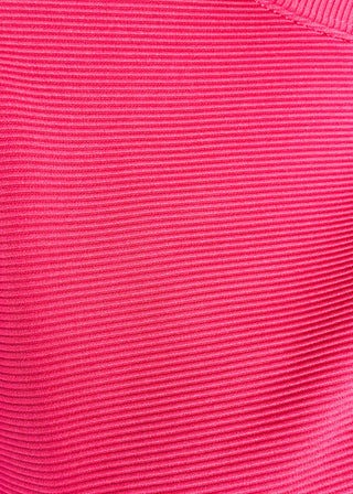 close up of ribbed outfit in Cabernet featuring boxy top and wide leg pants