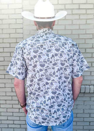 marsh camo button up short sleeve shirt w/2 front pockets