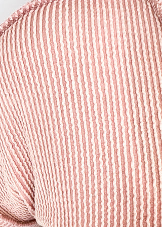 Ribbed V Neck short sleeve top in mauve