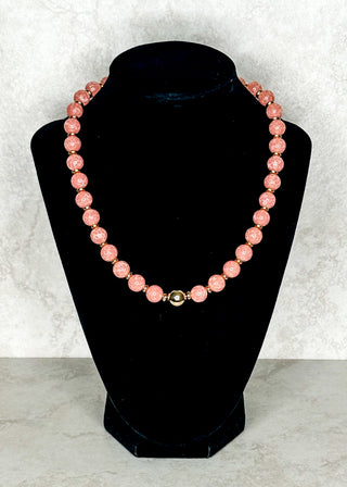 Coral and Gold Beaded Necklace