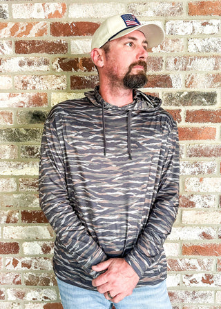 men's performance long sleeve hoodie w/tiger stripes in camo colors