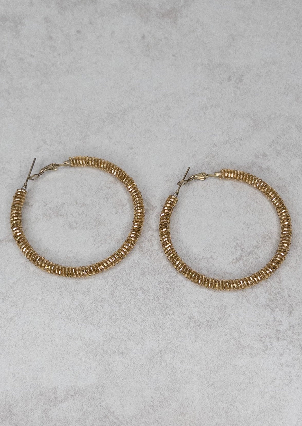 Gold Sparkle Hoop Earrings