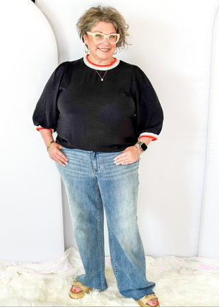 judy blue wide leg v-front baggy jeans with raw hem - blue - front and back pockets - belt loops - zipper and button closure