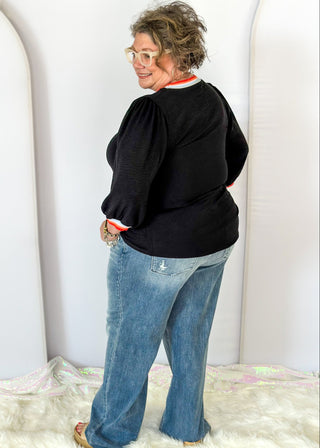 judy blue wide leg v-front baggy jeans with raw hem - blue - front and back pockets - belt loops - zipper and button closure