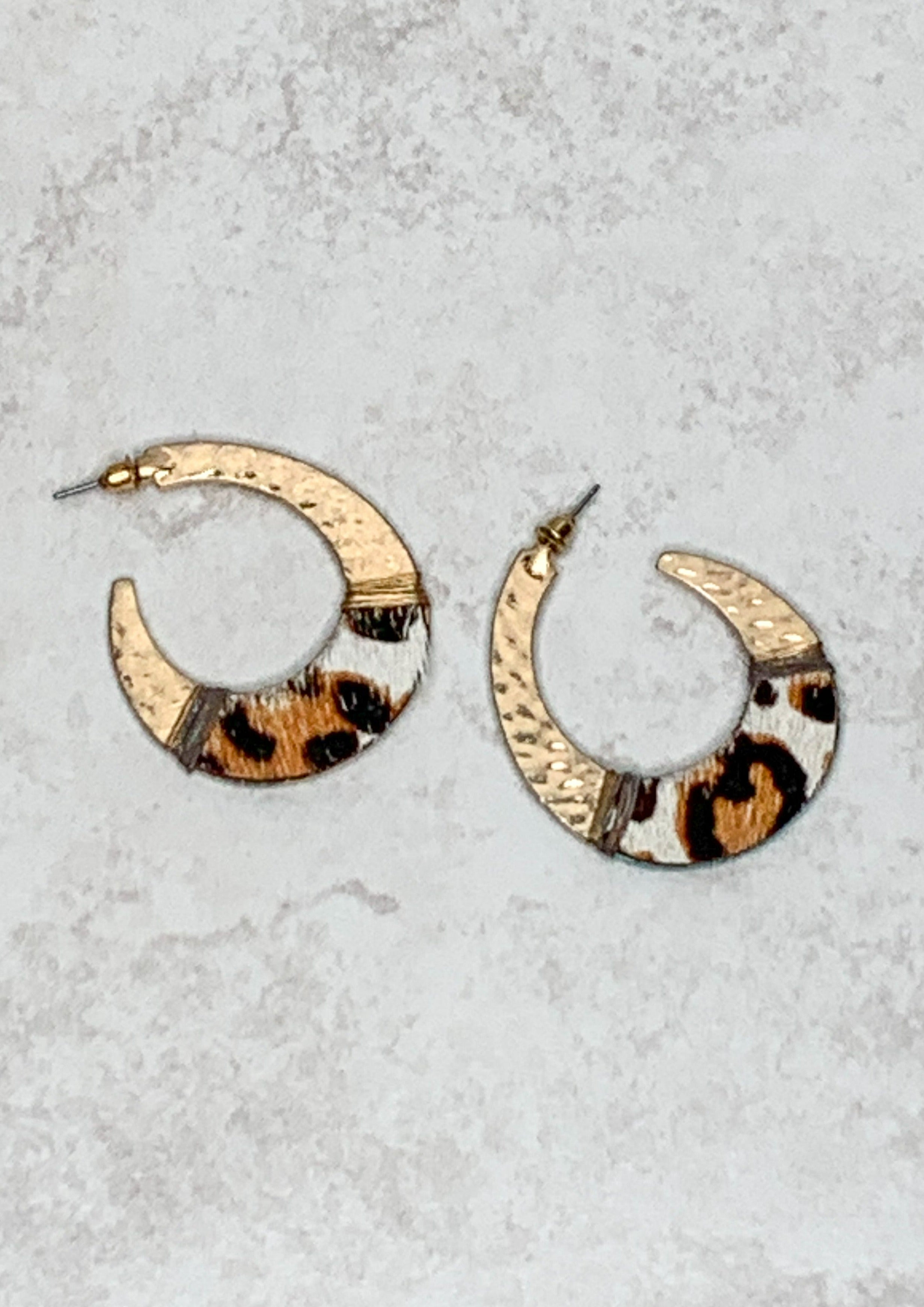 Gold Hoop with Animal Print - Post Back