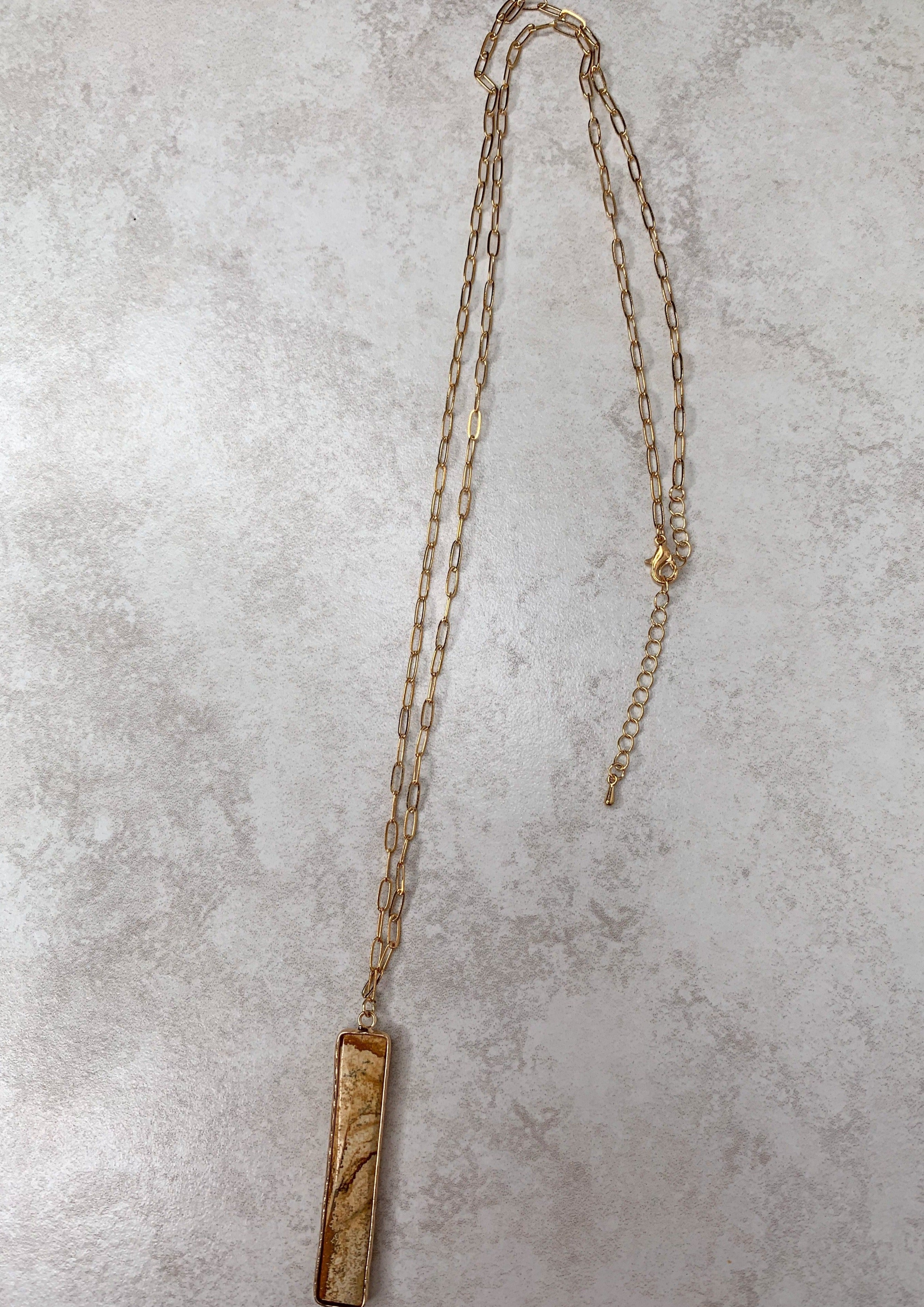 Earth Tone Pendant with Gold Chain Necklace