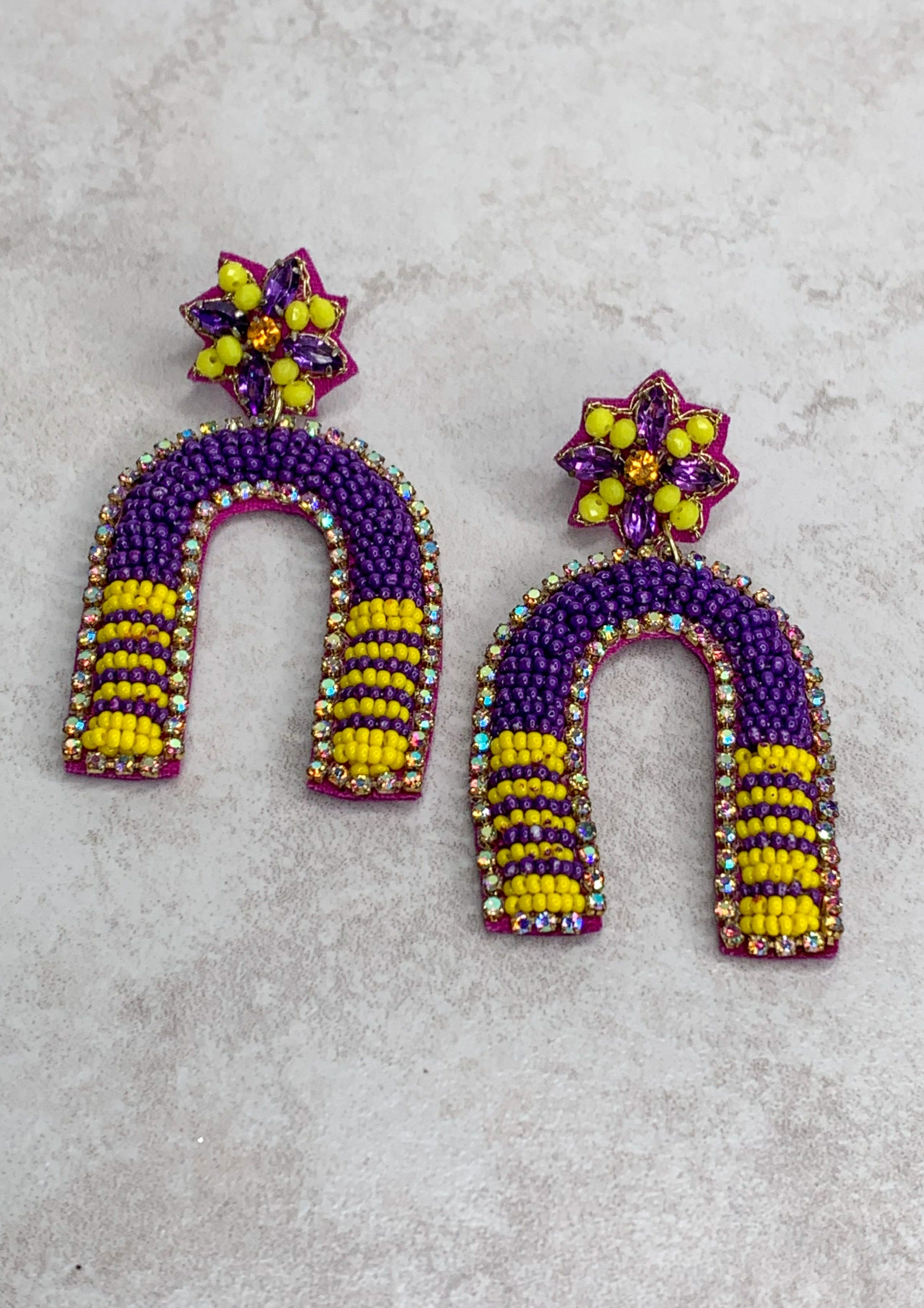 Purple & Gold Rainbow Sead bead Earrings